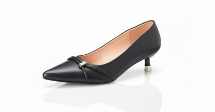 حذاء جلد مستورد بكعب "كاتينا" مريح 2 سم