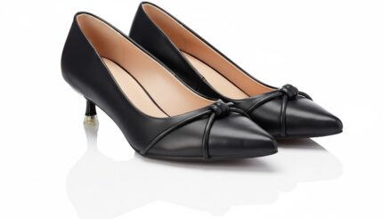 حذاء جلد مستورد بكعب "كاتينا" مريح 2 سم