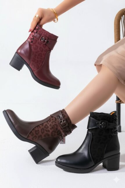 بوت الكاحل المزيّن بنقشة جلد النمر