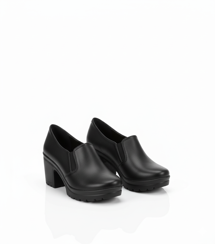 حذاء نسائي بكعب 5 سم عريض سميك (Slip-on)