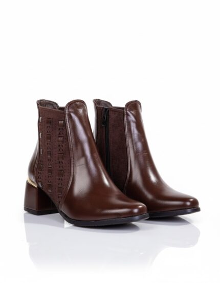 بوت شتوي جلد نسائي | أنكل بوت عملي مريح بنعل سميك