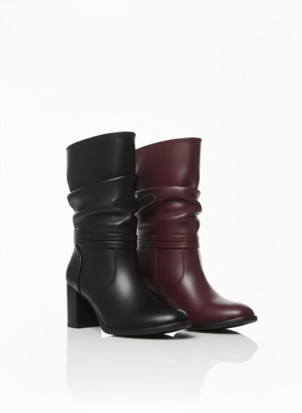 أناقة الشتاء المطلقة: بوت الكاحل "Slouch" باللونين الأسود الكلاسيكي والعنابي الجريء!