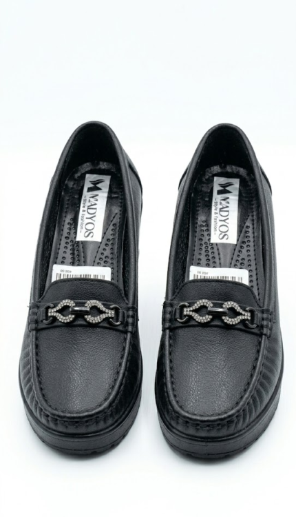 Alternative view of حذاء "ستار لوفر" الطبي – جلد ناعم بنعل بروتان مرتفع 4 سم وإكسسوار كريستال